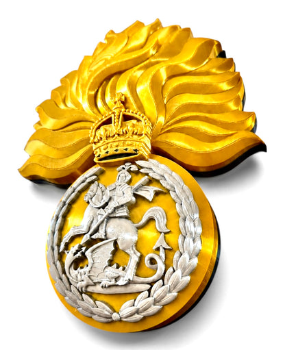 Royal Regiment of Fusiliers 3D Printed Cap Badge Grenade - King's Crown - Precision Military Emblems 