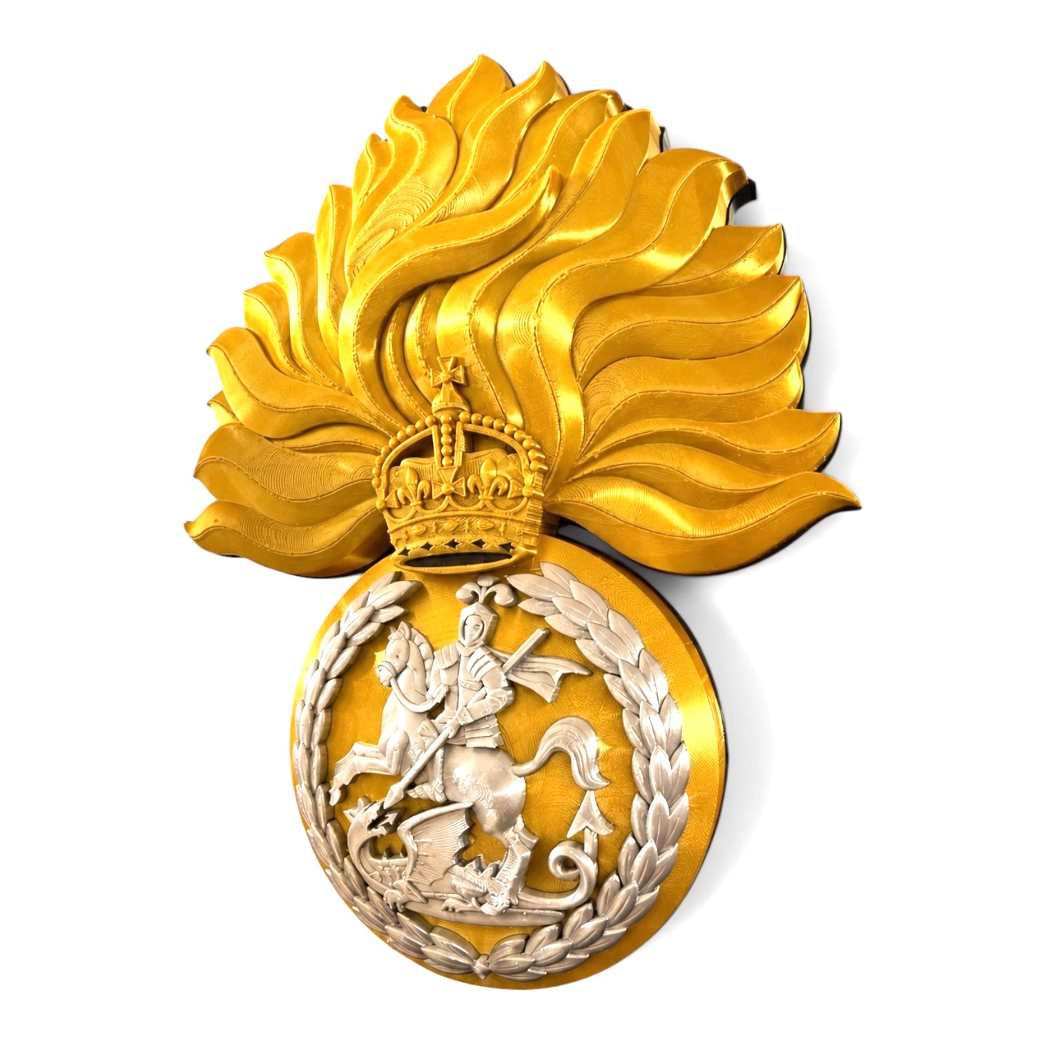 Royal Regiment of Fusiliers 3D Printed Cap Badge Grenade - King's Crown - Precision Military Emblems 