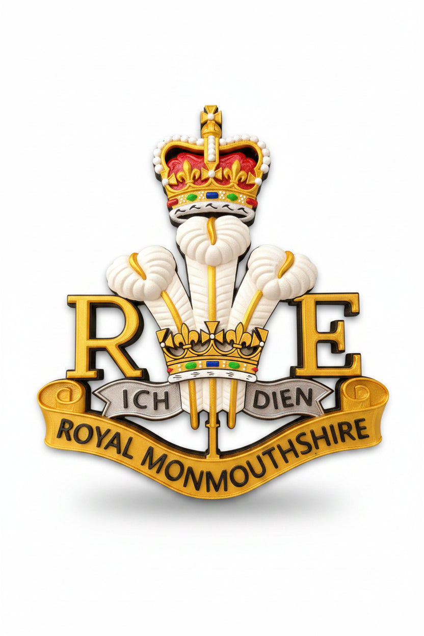 Royal Monmouthshire Royal Engineers Cap Badge | Queen's Crown - Precision Military Emblems 