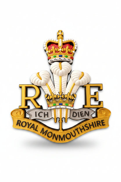Royal Monmouthshire Royal Engineers Cap Badge | Queen's Crown - Precision Military Emblems 