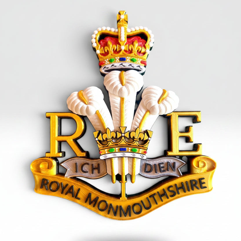 Royal Monmouthshire Royal Engineers Cap Badge | Queen's Crown - Precision Military Emblems 