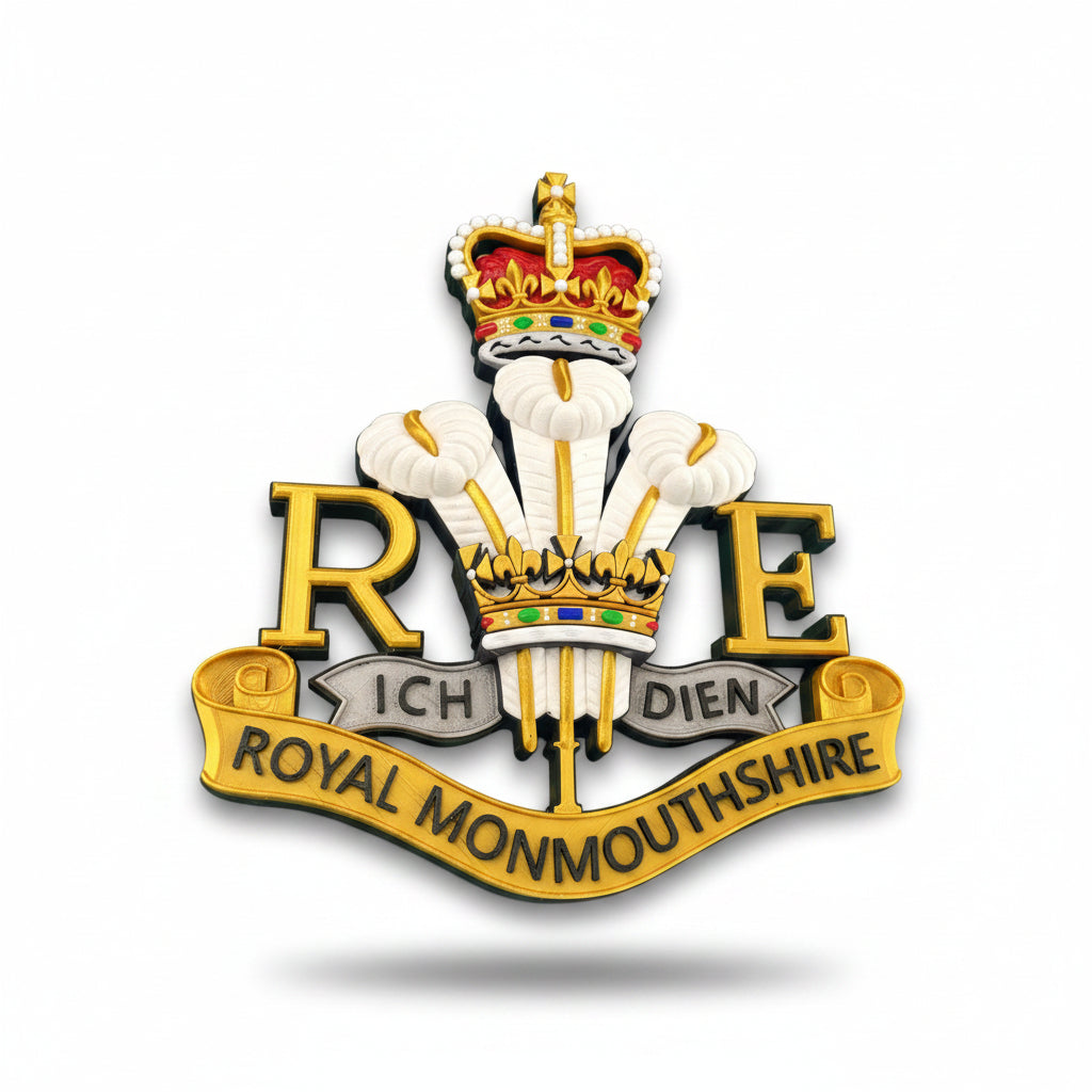 Royal Monmouthshire Royal Engineers Cap Badge | Queen's Crown - Precision Military Emblems 