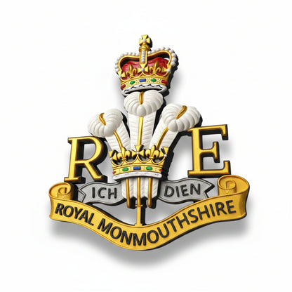 Royal Monmouthshire Royal Engineers Cap Badge | Queen's Crown - Precision Military Emblems 