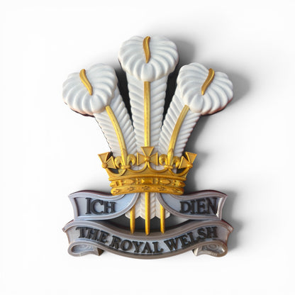 The Royal Welsh Silver, Gold &amp; White Cap Badge - Precision Military Emblems