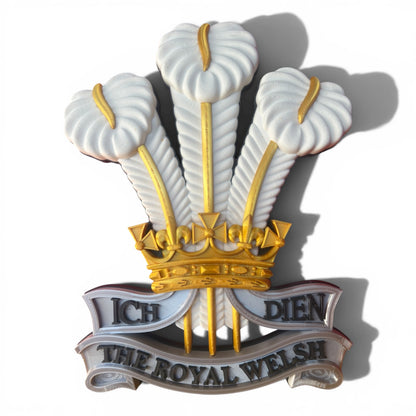 The Royal Welsh Silver, Gold &amp; White Cap Badge - Precision Military Emblems