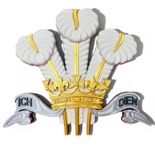 Royal Regiment of Wales Silver, Gold & White Cap Badge - Precision Military Emblems 