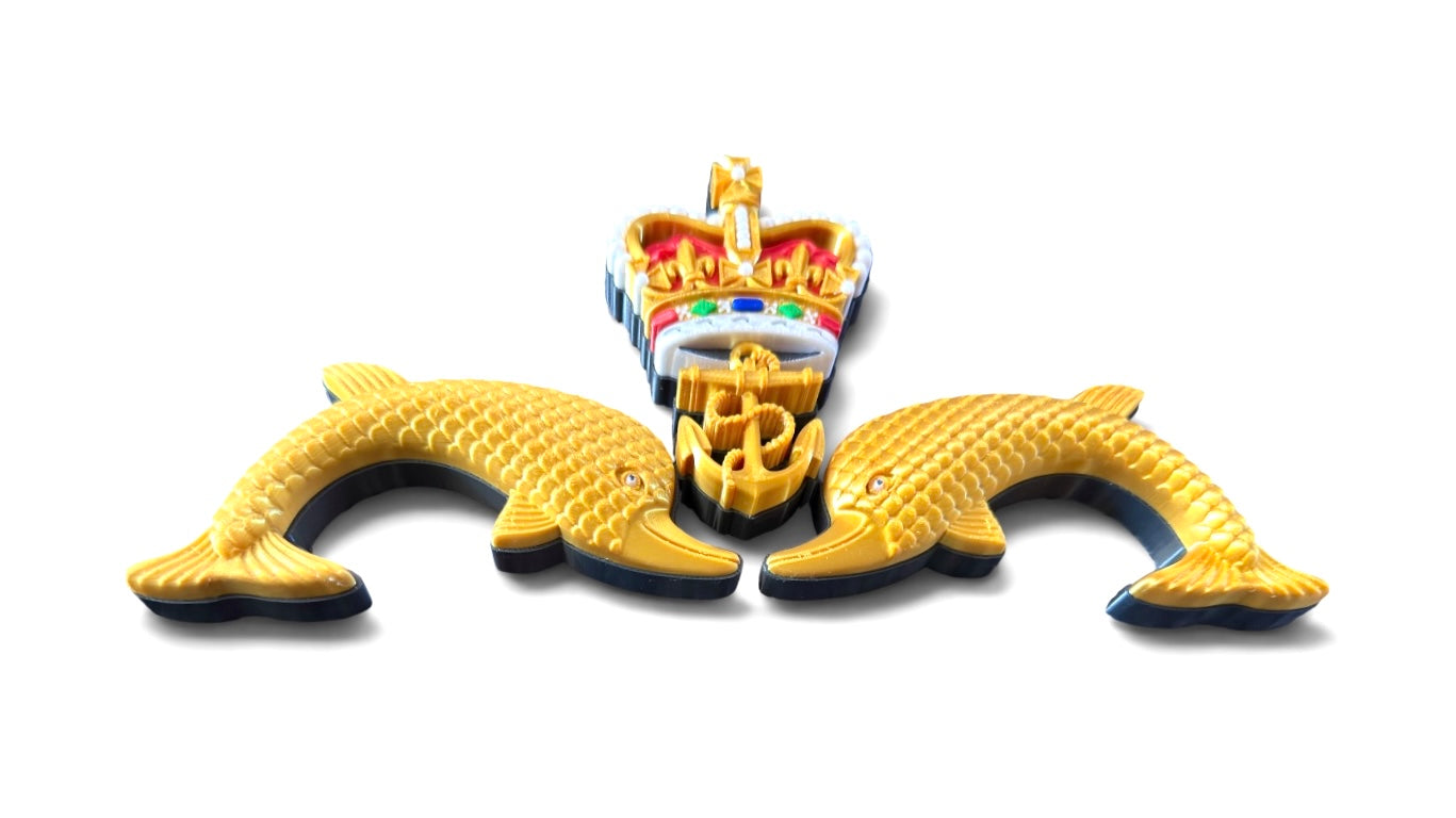 Royal Navy Submarine Service "Dolphins" Badge | Queen's Crown - Precision Militay Emblems 