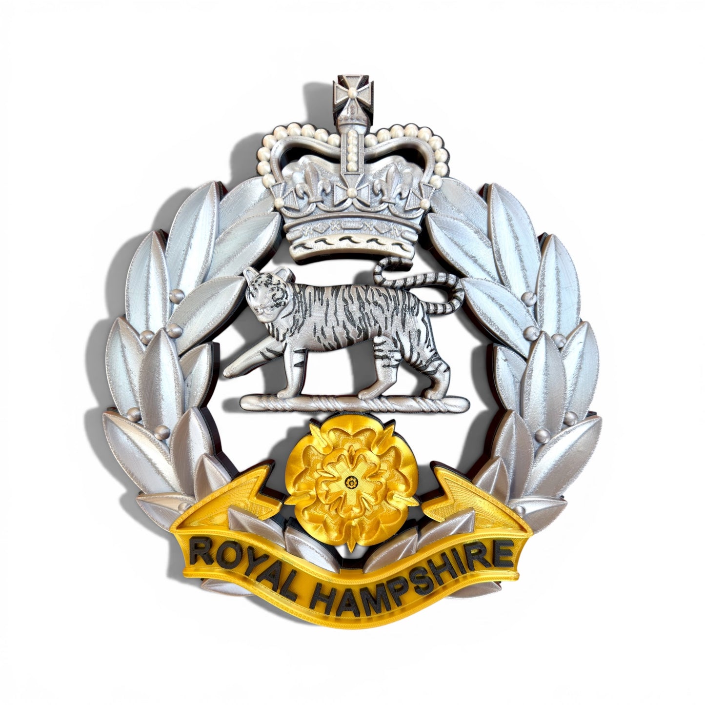 Royal Hampshire Regiment Silver and Gold Cap Badge - Precision Military Emblems 