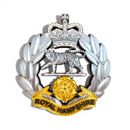 Royal Hampshire Regiment Silver and Gold Cap Badge - Precision Military Emblems 