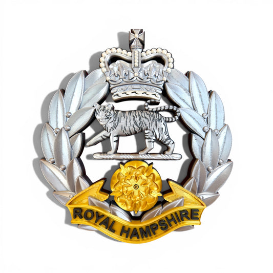 Royal Hampshire Regiment Silver and Gold Cap Badge - Precision Military Emblems 
