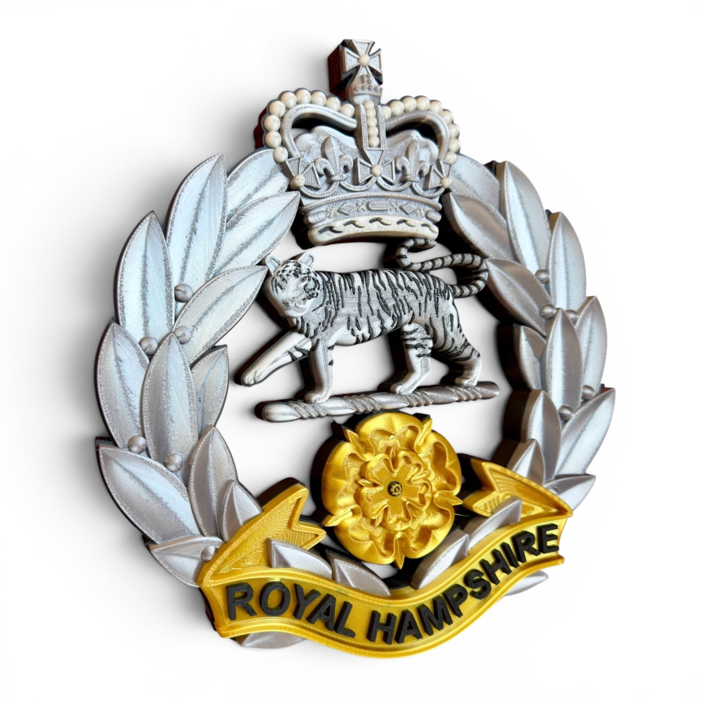 Royal Hampshire Regiment Silver and Gold Cap Badge - Precision Military Emblems 