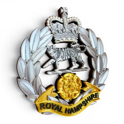 Royal Hampshire Regiment Silver and Gold Cap Badge - Precision Military Emblems 