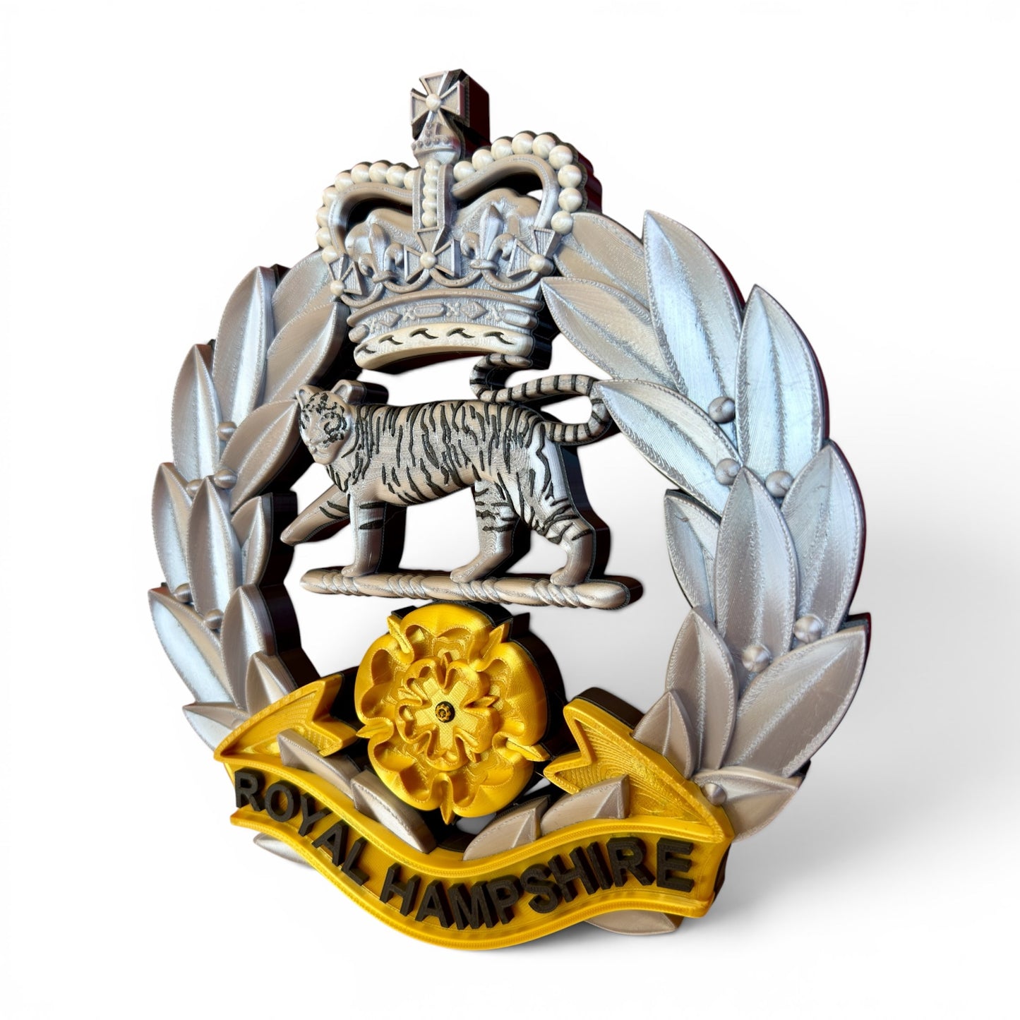 Royal Hampshire Regiment Silver and Gold Cap Badge - Precision Military Emblems 