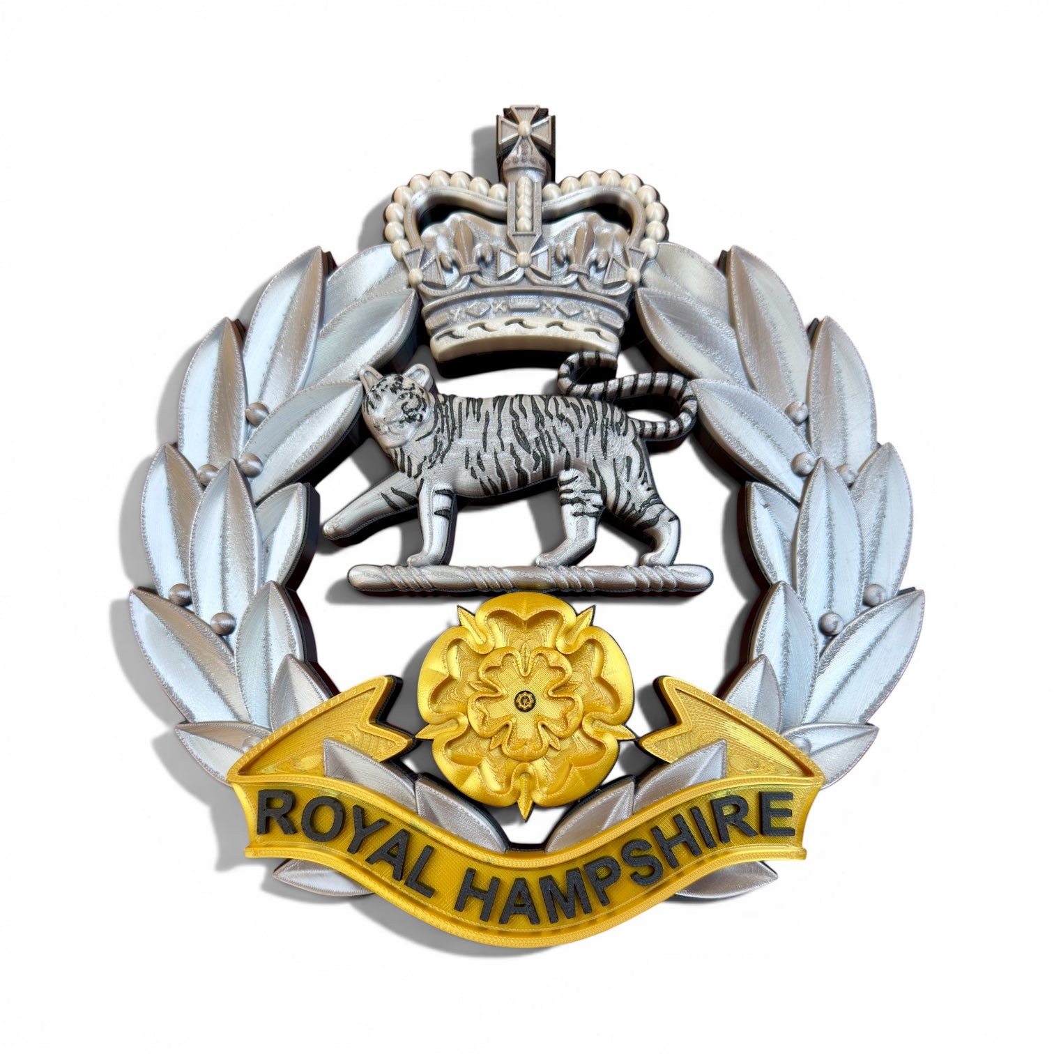 Royal Hampshire Regiment Silver and Gold Cap Badge - Precision Military Emblems 