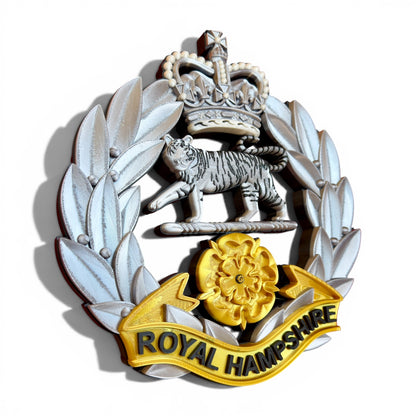 Royal Hampshire Regiment Silver and Gold Cap Badge - Precision Military Emblems 