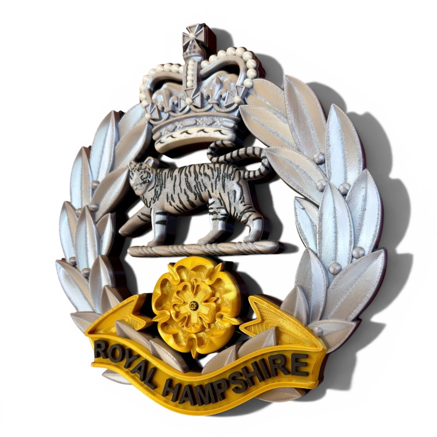 Royal Hampshire Regiment Silver and Gold Cap Badge - Precision Military Emblems 