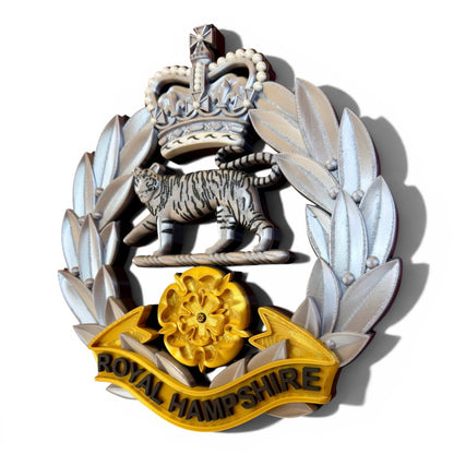 Royal Hampshire Regiment Silver and Gold Cap Badge - Precision Military Emblems 