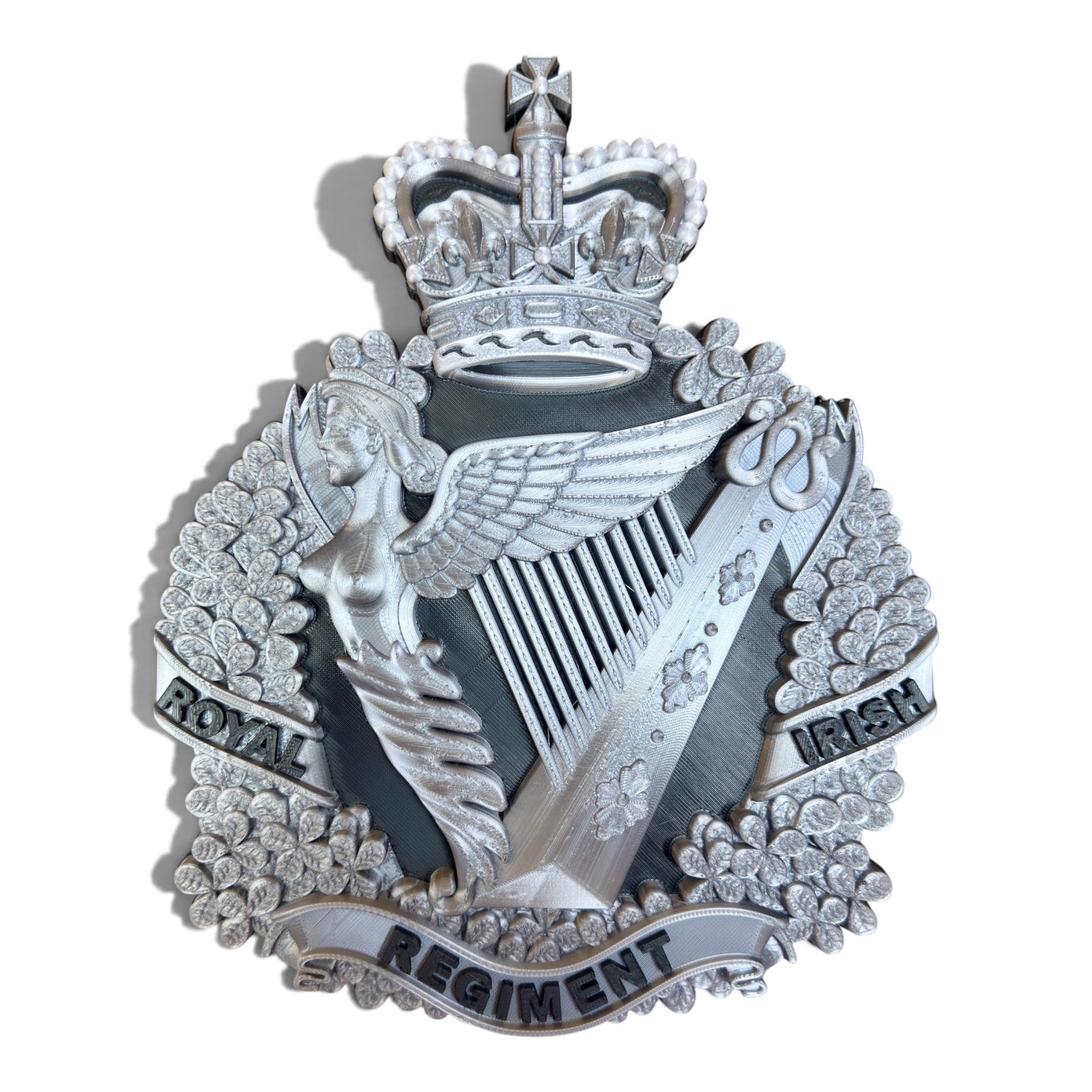 The Royal Irish Regiment Cap Badge | Silver, Black & White - Precision Military Emblems 