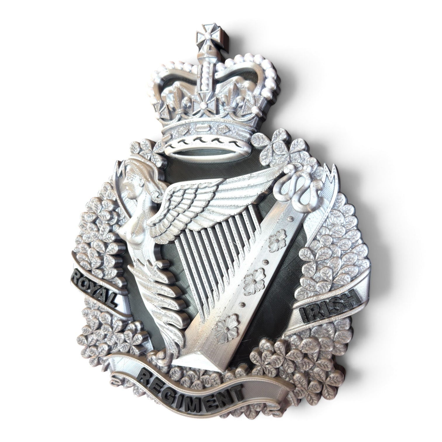 The Royal Irish Regiment Cap Badge | Silver, Black & White - Precision Military Emblems 
