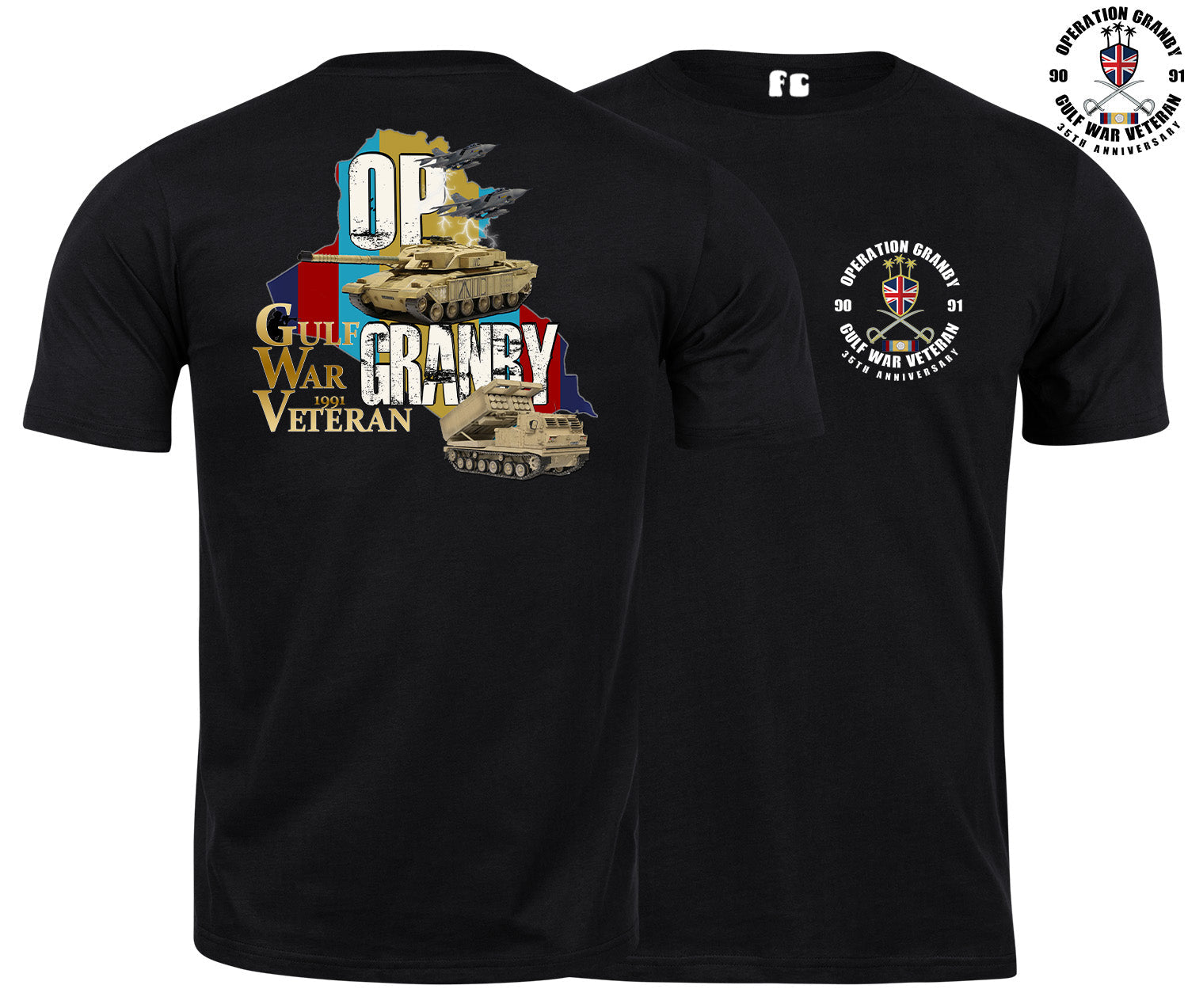 OP Granby Gulf War 35 Veteran Double Side Printed T-Shirt - Precision Military Emblems