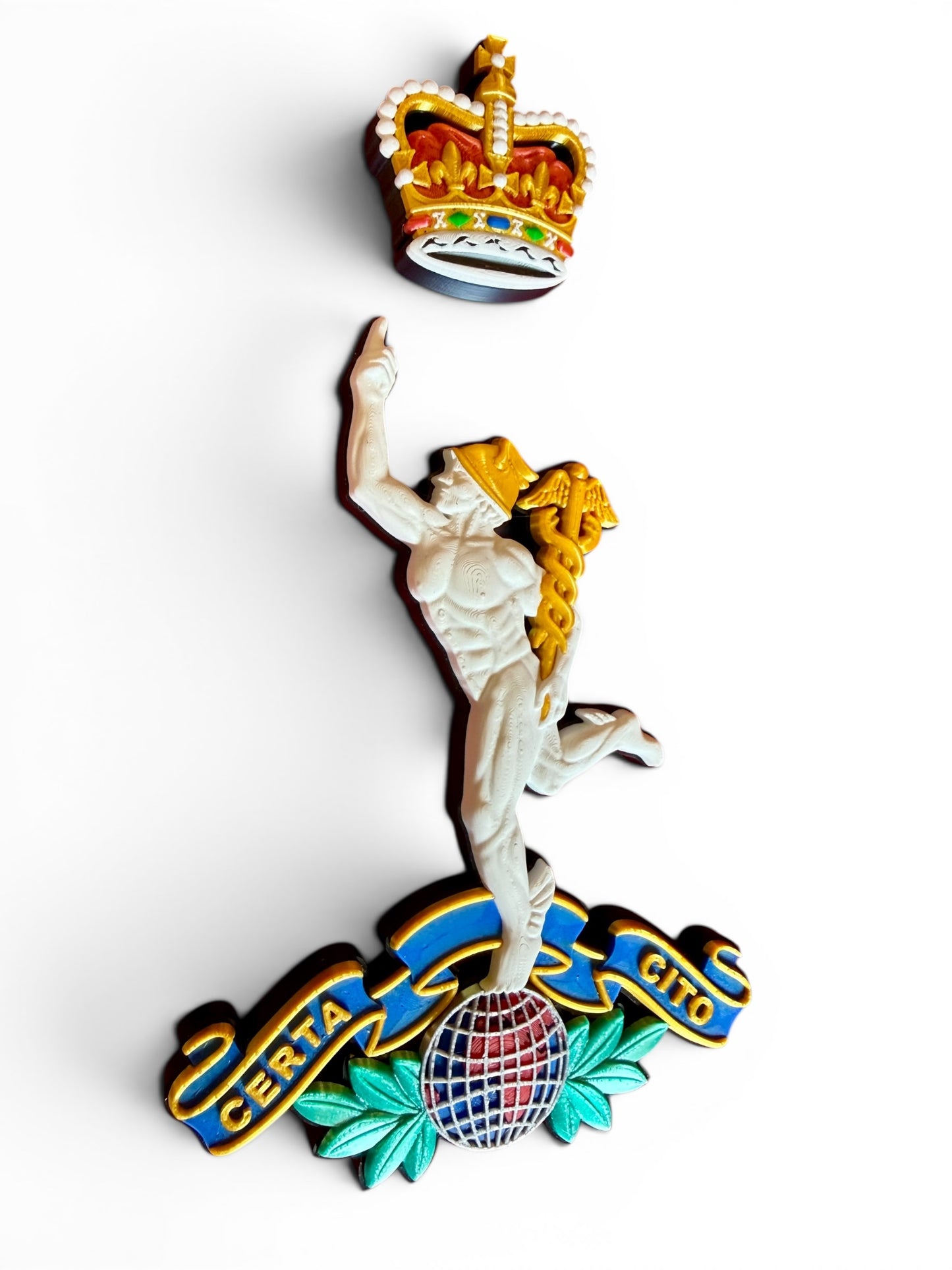 Royal Corps of Signals 3D Printed Cap Badge Queen's Crown - Precision Military Emblems