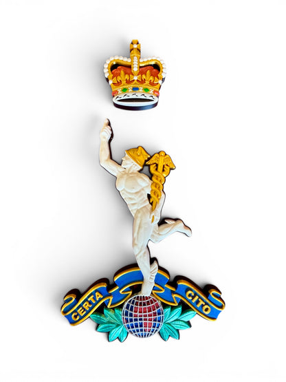 Royal Corps of Signals 3D Printed Cap Badge Queen's Crown - Precision Military Emblems
