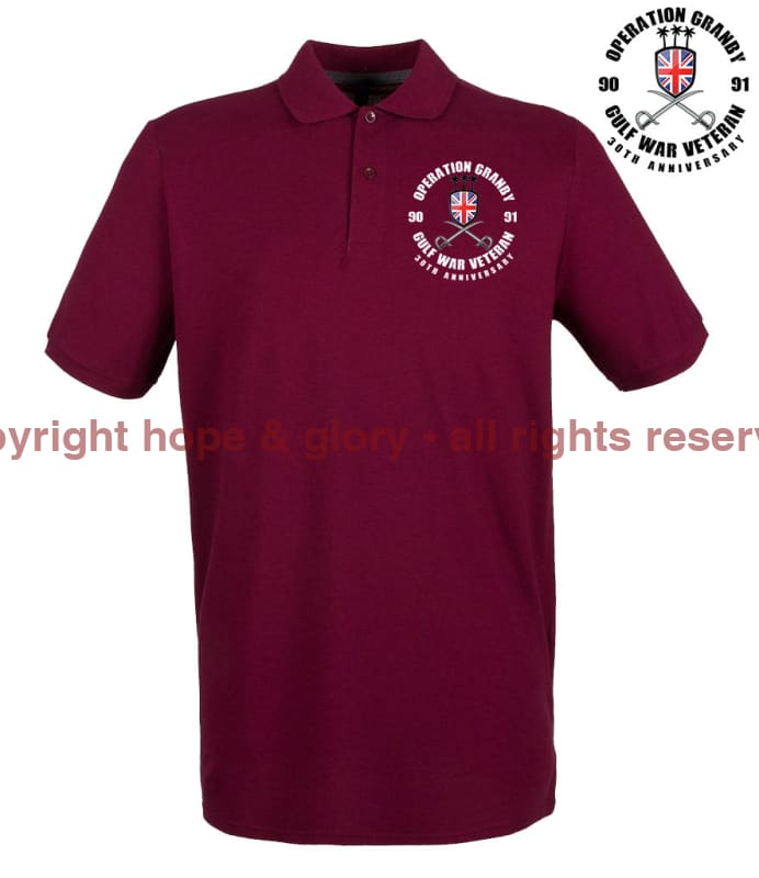 OP GRANBY 35 Gulf War Veteran Embroidered Pique Polo Shirt - Precision Military Emblems