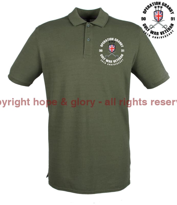 OP GRANBY 35 Gulf War Veteran Embroidered Pique Polo Shirt - Precision Military Emblems