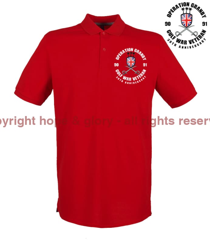 OP GRANBY 35 Gulf War Veteran Embroidered Pique Polo Shirt - Precision Military Emblems