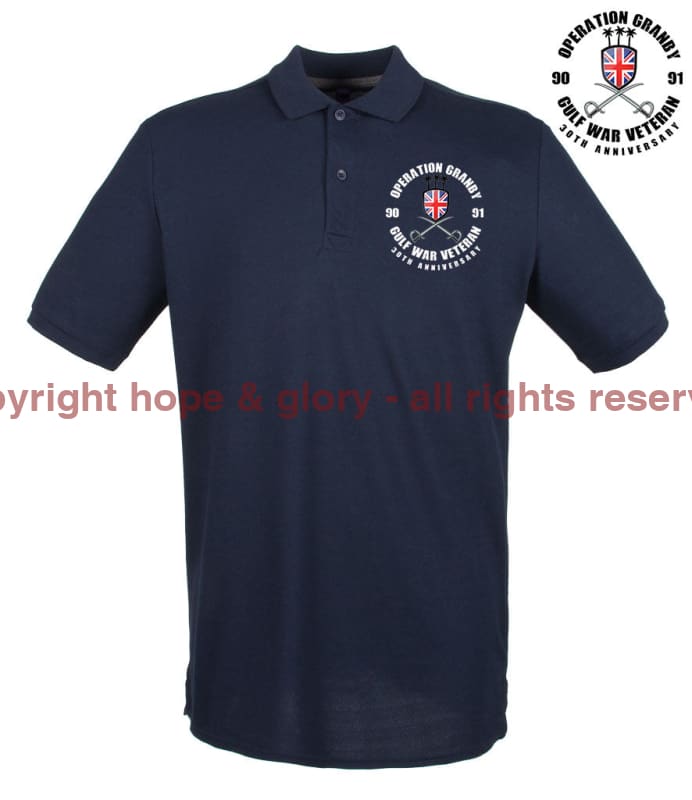 OP GRANBY 35 Gulf War Veteran Embroidered Pique Polo Shirt - Precision Military Emblems