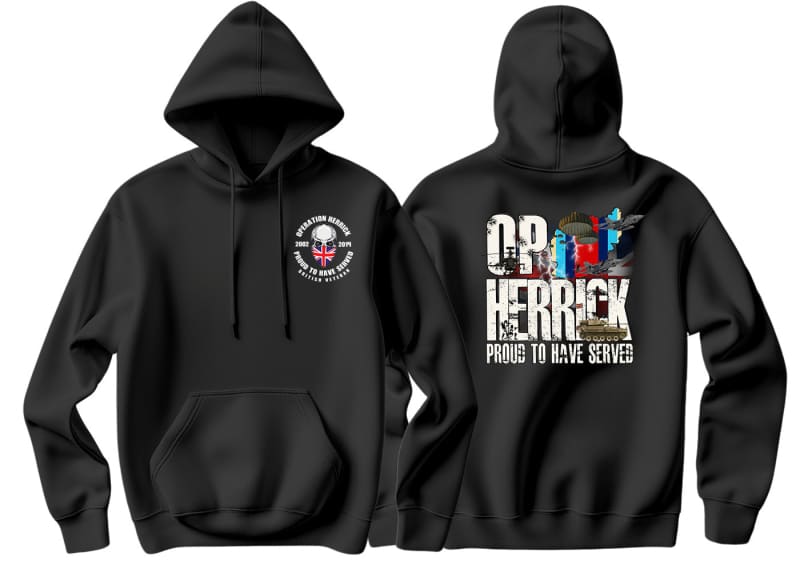 OP Herrick Afghanistan War Veteran Double Side Printed Hoodie - Precision Military Emblems
