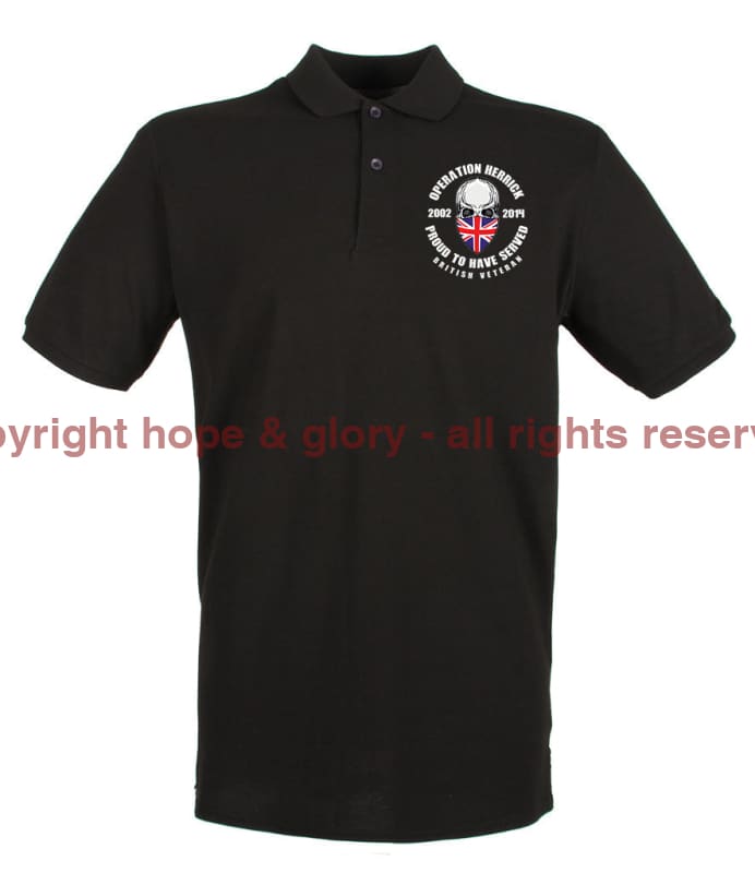 OP HERRICK Afghanistan War Veteran Embroidered Pique Polo Shirt - Precision Military Emblems
