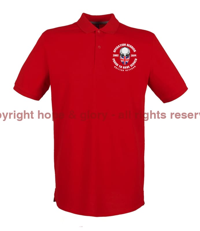 OP HERRICK Afghanistan War Veteran Embroidered Pique Polo Shirt - Precision Military Emblems