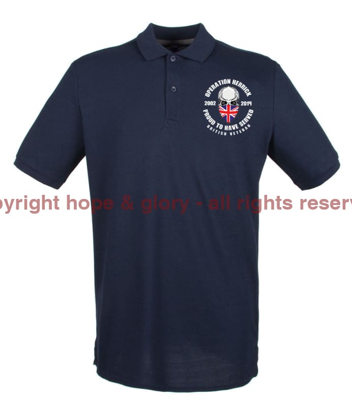 OP HERRICK Afghanistan War Veteran Embroidered Pique Polo Shirt - Precision Military Emblems