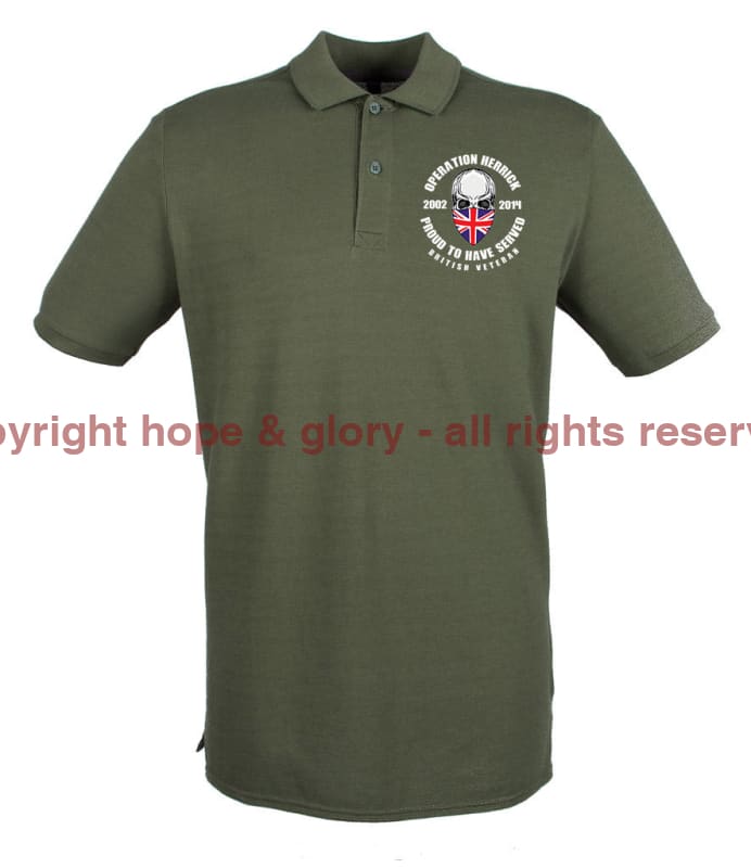 OP HERRICK Afghanistan War Veteran Embroidered Pique Polo Shirt - Precision Military Emblems