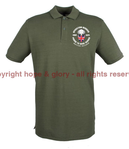 OP HERRICK Afghanistan War Veteran Embroidered Pique Polo Shirt - Precision Military Emblems