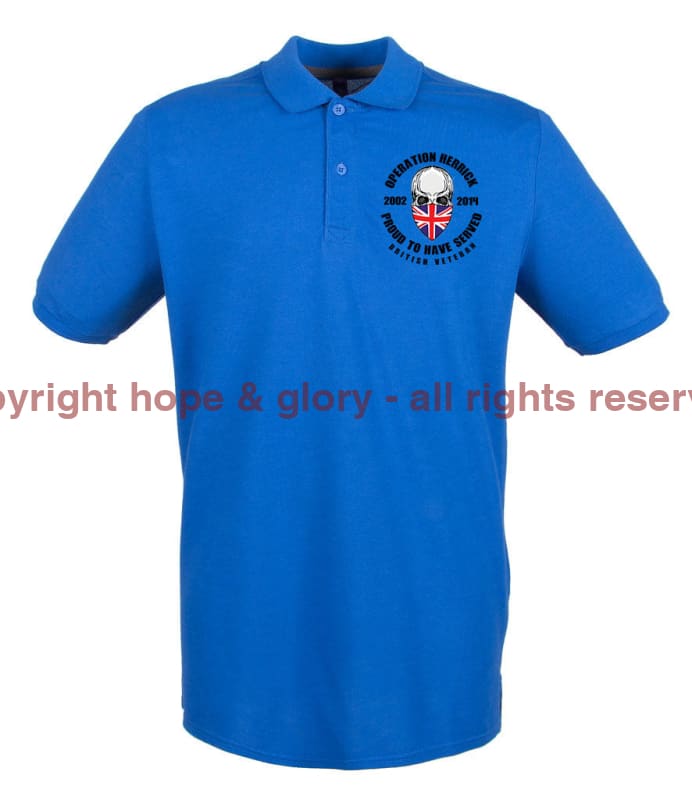 OP HERRICK Afghanistan War Veteran Embroidered Pique Polo Shirt - Precision Military Emblems