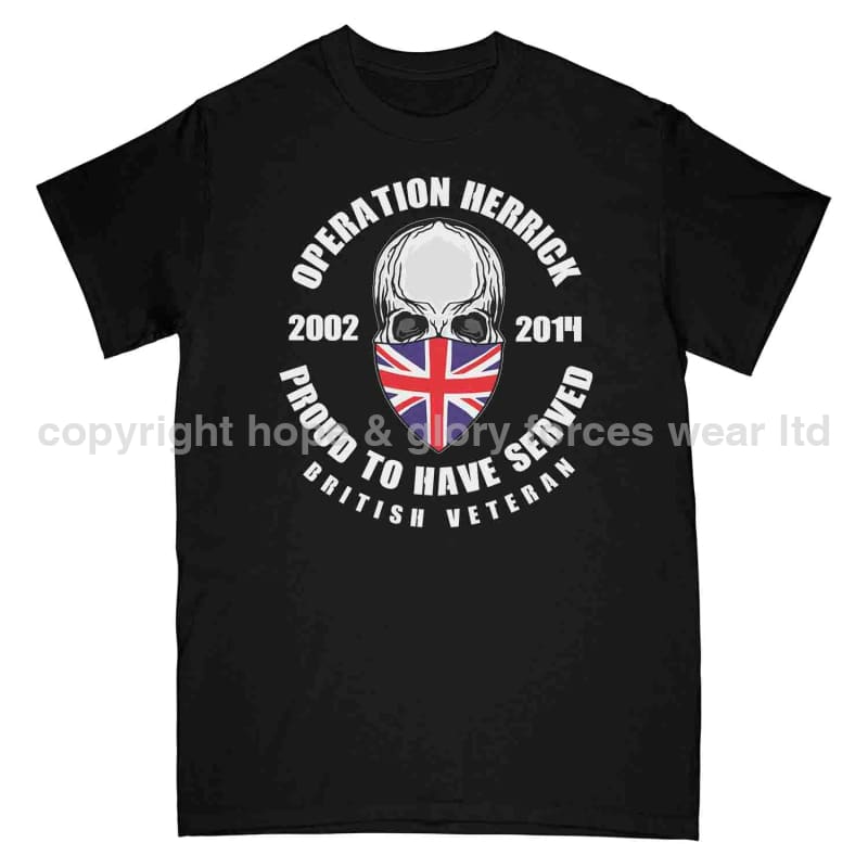 OP Herrick Afghanistan War Veteran Full Frontal Printed T-Shirt - Precision Military Emblems