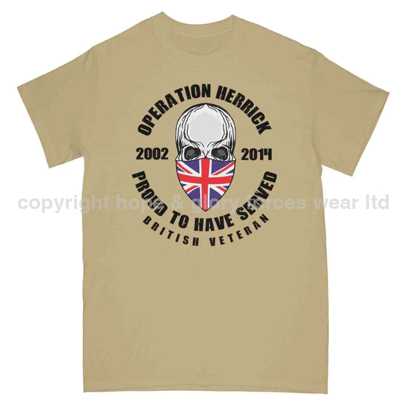 OP Herrick Afghanistan War Veteran Full Frontal Printed T-Shirt - Precision Military Emblems