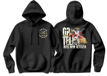 OP Telic Iraq War Zone Veteran Double Side Printed Hoodie - Precision Military Emblems