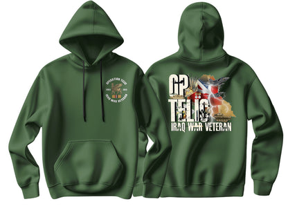 OP Telic Iraq War Zone Veteran Double Side Printed Hoodie - Precision Military Emblems