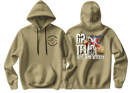 OP Telic Iraq War Zone Veteran Double Side Printed Hoodie - Precision Military Emblems