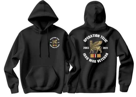 OP Telic Iraq War Veteran Double Side Printed Hoodie - Precision Military Emblems