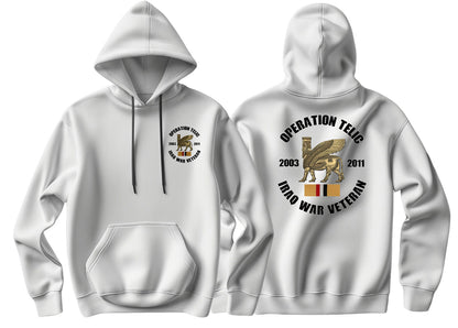 OP Telic Iraq War Veteran Double Side Printed Hoodie - Precision Military Emblems