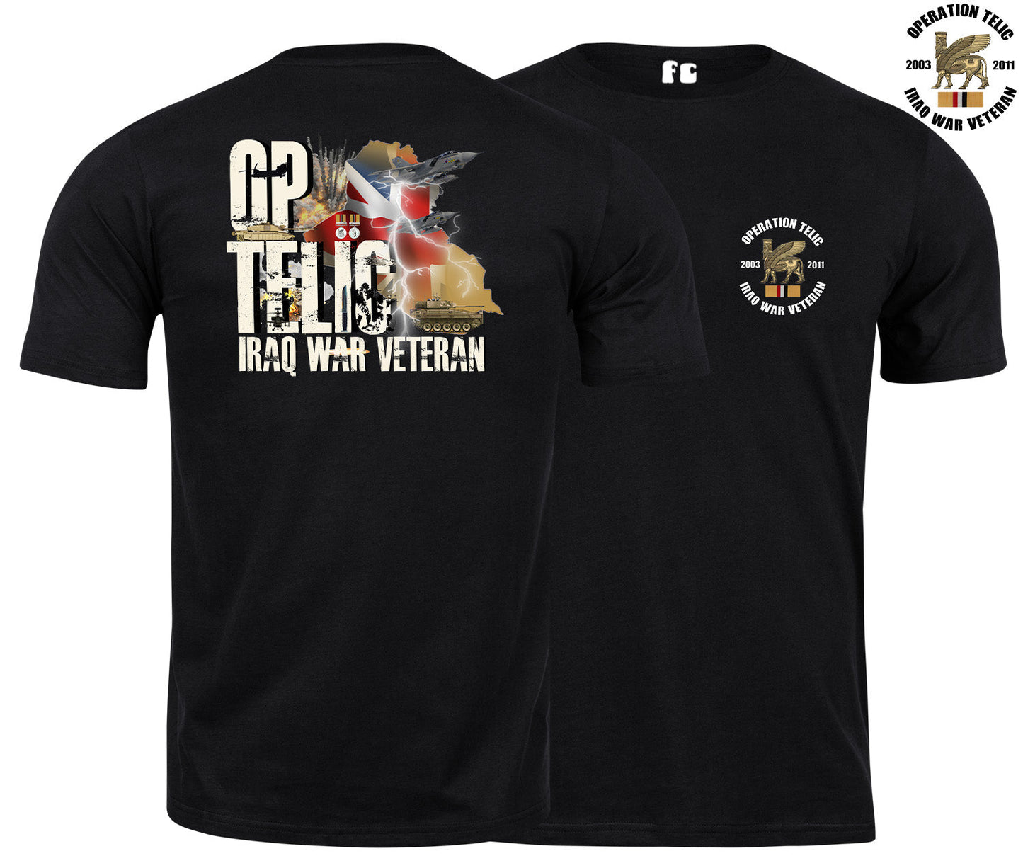 OP Telic Iraq War Zone Veteran Double Side Printed T-Shirt - Precision Military Emblems