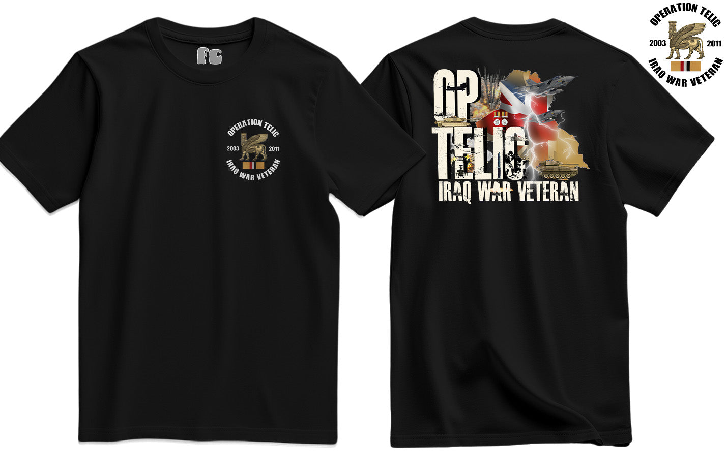 OP Telic Iraq War Zone Veteran Double Side Printed T-Shirt - Precision Military Emblems