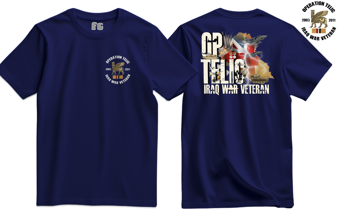 OP Telic Iraq War Zone Veteran Double Side Printed T-Shirt - Precision Military Emblems