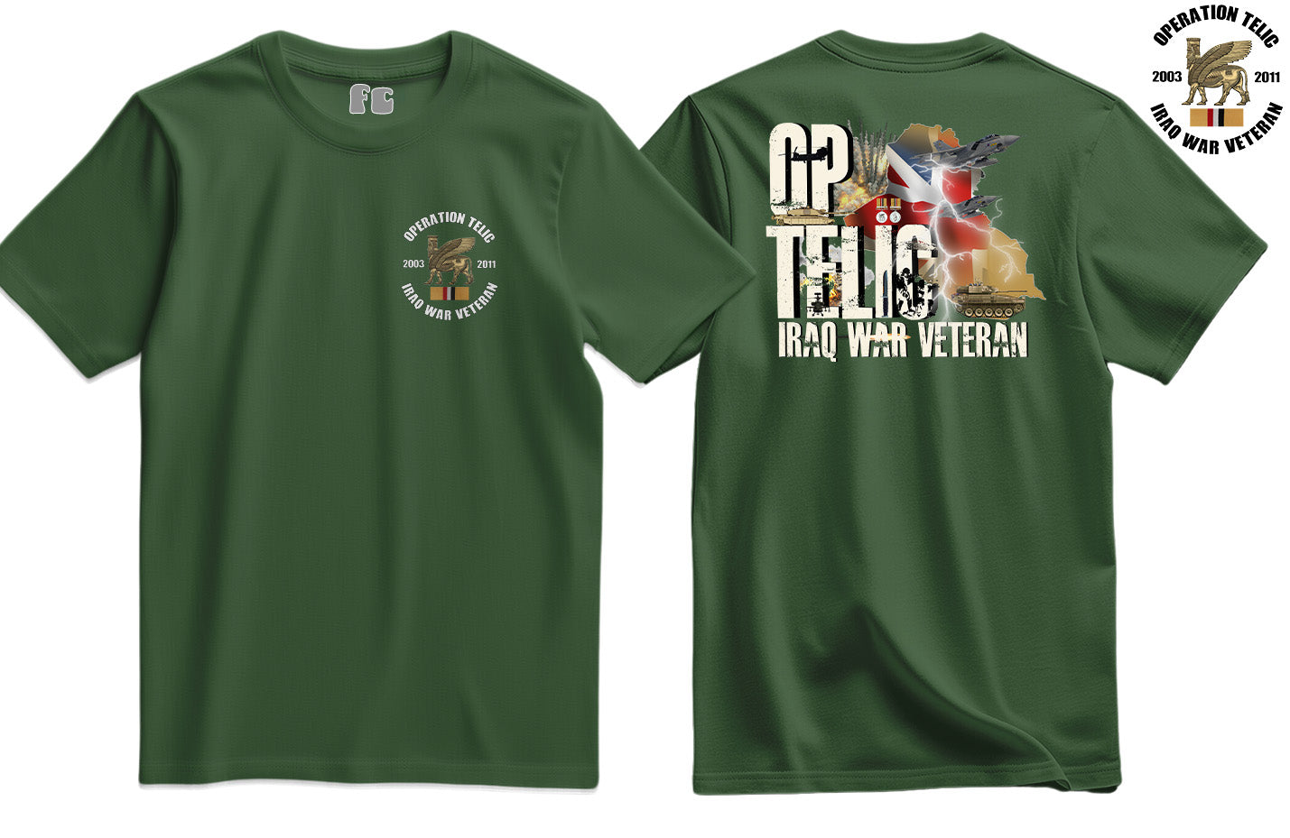 OP Telic Iraq War Zone Veteran Double Side Printed T-Shirt - Precision Military Emblems