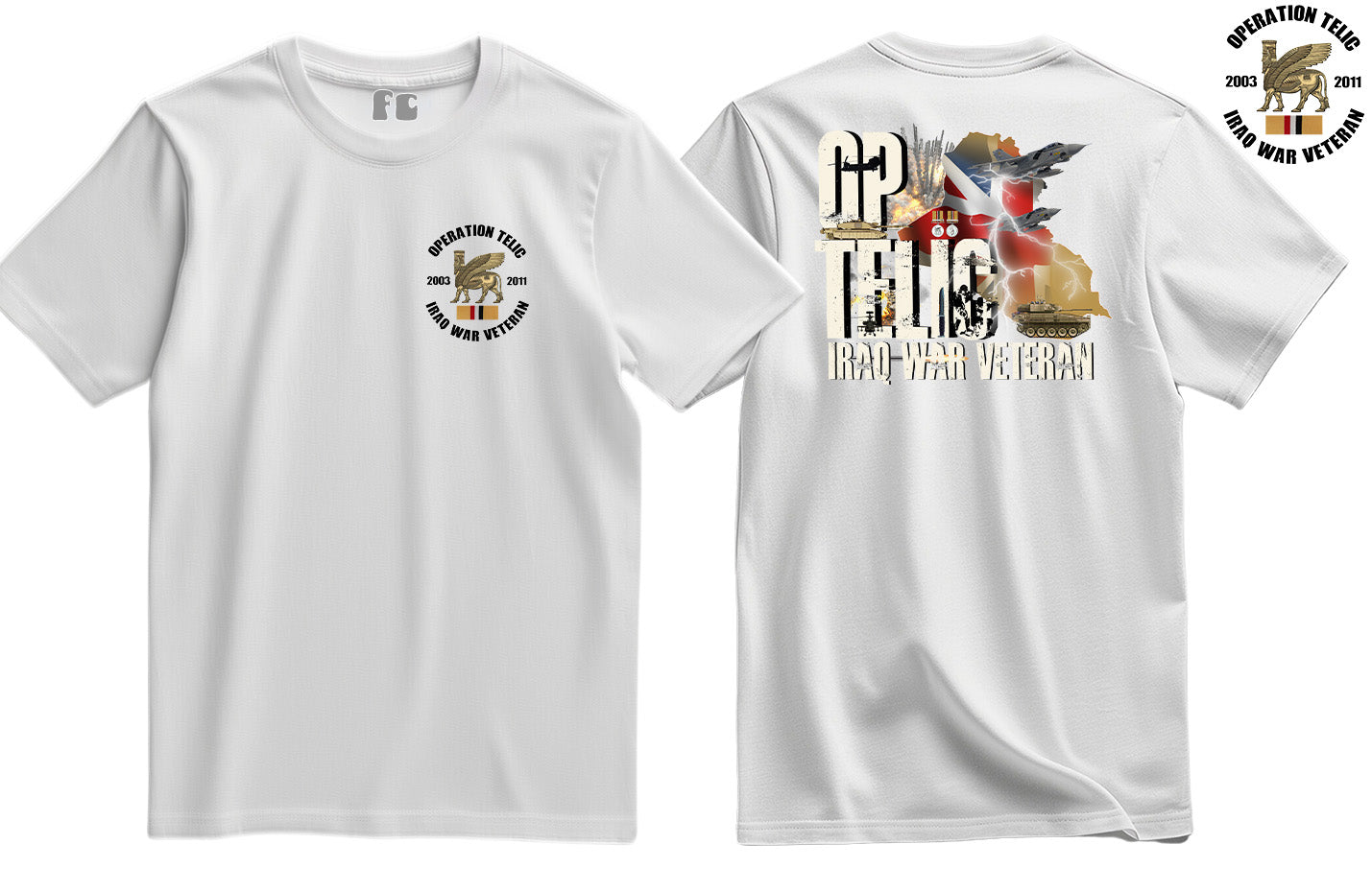 OP Telic Iraq War Zone Veteran Double Side Printed T-Shirt - Precision Military Emblems
